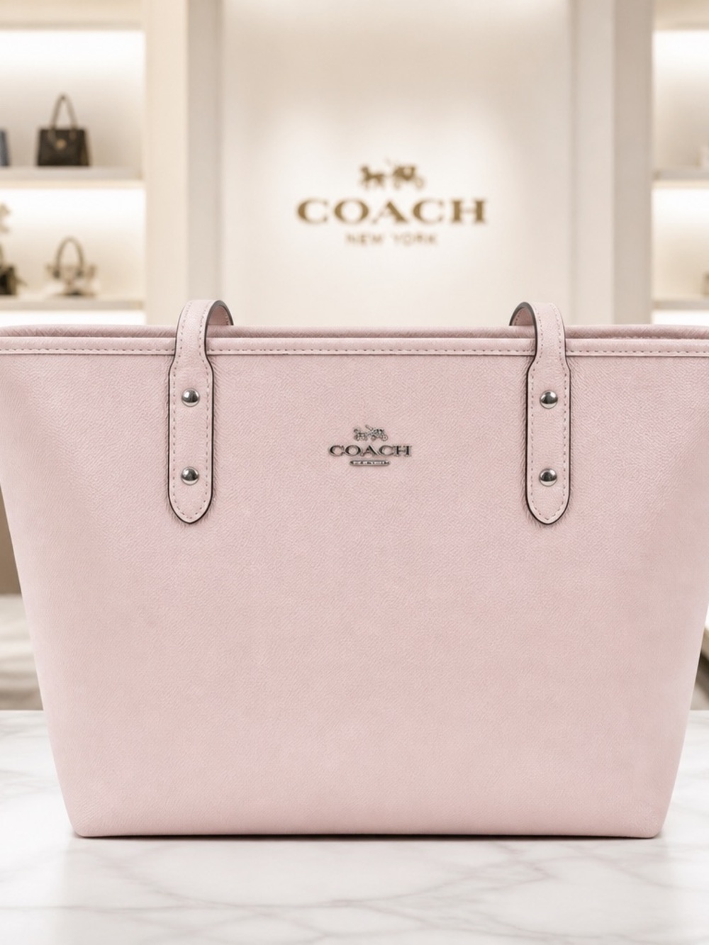 Coach Pink Leather Tote Bag needs work